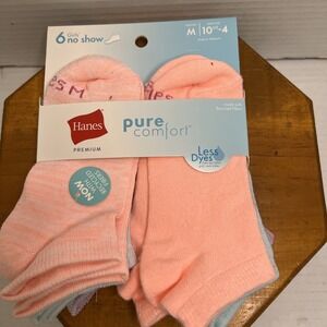 Hanes Girl No Show premium comfort super soft socks 6 pairs‎ Medium (10.5-4)